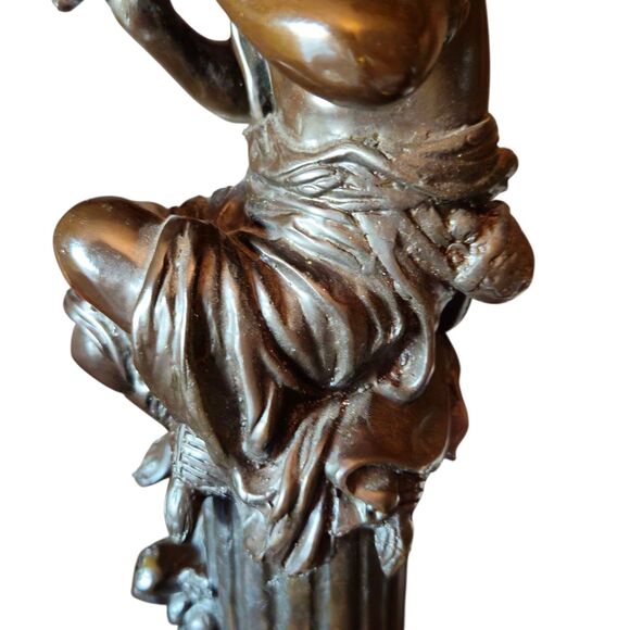 L. F. Moreau Sculptures 13 Inch French Statues With Musical Instruments - Picture 11 of 15